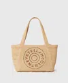 Stella Mccartney Logo Raffia Medium Tote Bag In Natural