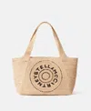Stella Mccartney Embroidered-logo Raffia Tote Bag In Natural