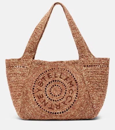 Stella Mccartney Logo Raffia Tote Bag In Black