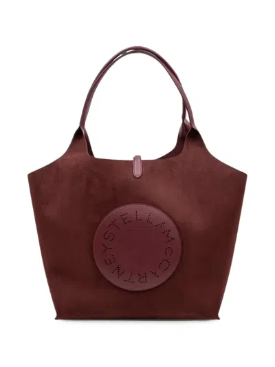 Stella Mccartney Burgundy Logo Reversible Large Tote In Brown