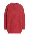 Stella Mccartney Two-tone Alpaca Blend Turtleneck Sweater In Red