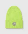 Stella Mccartney Logo Ribbed Beanie In Bahia Glow Green/black