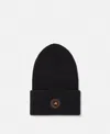 Stella Mccartney Logo Ribbed Beanie In Black/signal Orange