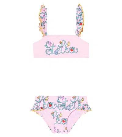 Stella Mccartney Kids' Logo Ruffled Bikini In Pink
