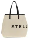Stella Mccartney Stella Mc Cartney Ecru Cotton Blend Tote Bag With Logo In 浅褐色的
