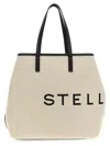 Stella Mccartney Stella Mc Cartney Ecru Cotton Blend Tote Bag With Logo In Beige