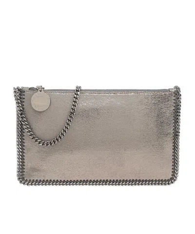 Stella Mccartney Logo Shoulder Bag In Silver