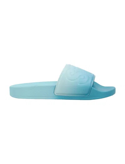Stella Mccartney Kids' Logo-embossed Rubber Slides In Blue