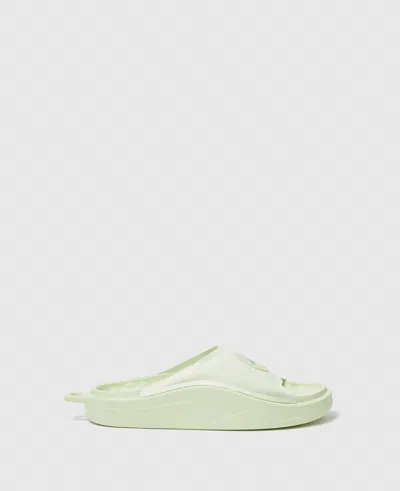 Stella Mccartney Logo Slides In Halo Green/carbon Black