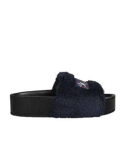 Stella Mccartney Logo Slippers In Black