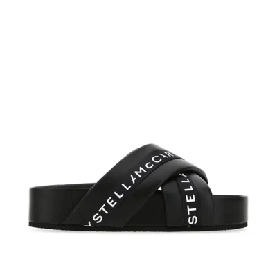 Stella Mccartney Logo Slippers Women In Black