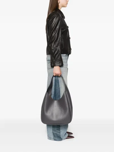 Stella Mccartney Logo Slouchy Hobo Shoulder Bag In Gray