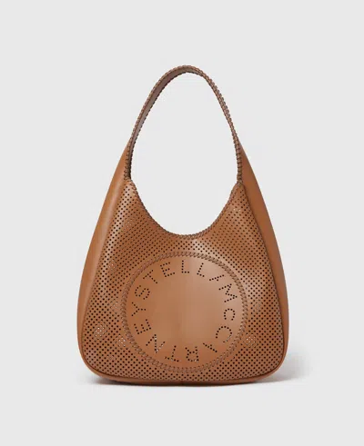 Stella Mccartney Logo Slouchy Hobo Tote Bag In Brandy