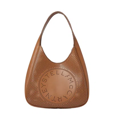 Stella Mccartney Logo Slouchy Hobo Tote Bag In Brandy