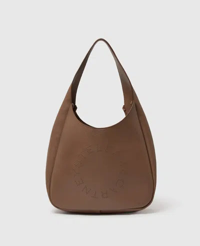 Stella Mccartney Logo Slouchy Hobo Tote Bag In Gray