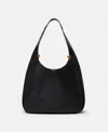 Stella Mccartney Logo Slouchy Hobo Tote Bag In Pitch Black