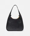 Stella Mccartney Logo Slouchy Hobo Tote Bag In Pitch Black
