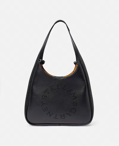 Stella Mccartney Logo Slouchy Hobo Tote Bag In Black  