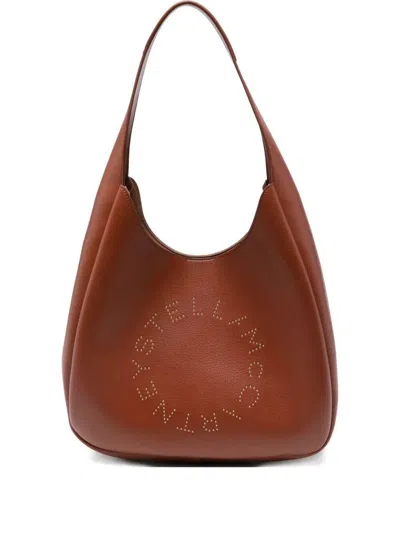 Stella Mccartney Logo Slouchy Hobo Tote Bags In Brown