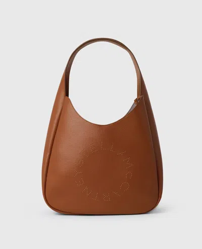 Stella Mccartney Logo Slouchy Medium Hobo Bag In Brown