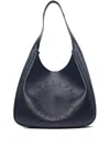 Stella Mccartney Perforated Logo Faux Leather Hobo Bag In Blue