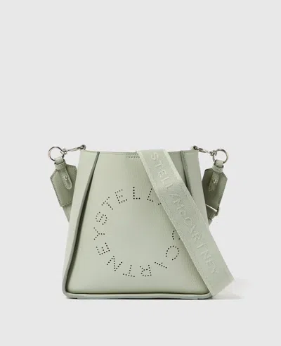 Stella Mccartney Logo Square Crossbody Bag In Green