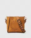 Stella Mccartney Perforated Logo Square Crossbody Bag In Brandy