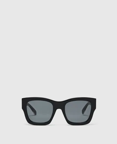 Stella Mccartney Logo Square Sunglasses In Glossy Black
