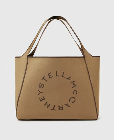 Stella Mccartney Logo Square Tote Bag In Brown