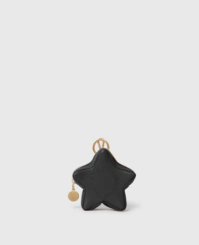 Stella Mccartney Logo Star Coin Purse Keyring In Black