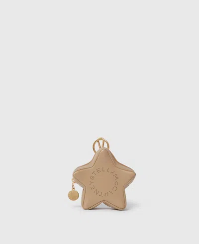 Stella Mccartney Logo Star Coin Purse Keyring In Buttercream