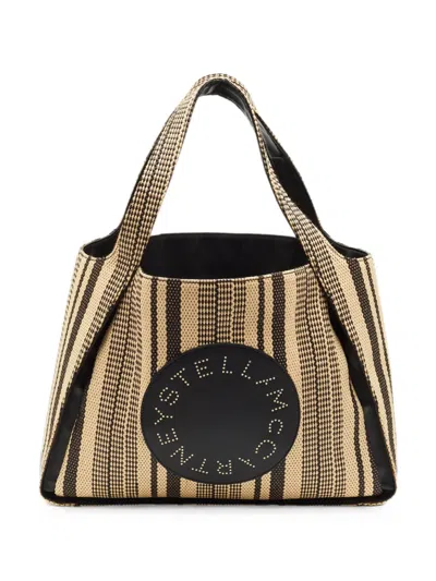 Pre-owned Stella Mccartney Logo Stripe Tote Bag In Neutral
