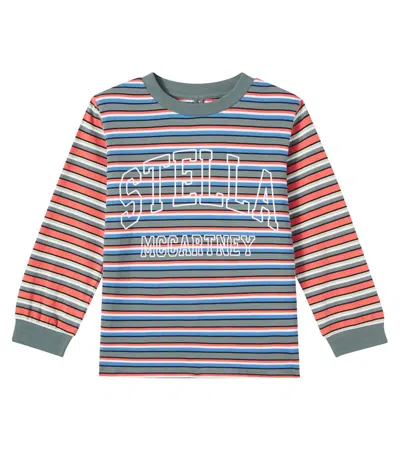 STELLA MCCARTNEY LOGO STRIPED COTTON JERSEY TOP