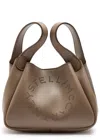 Stella Mccartney Logo Studded Faux Leather Top Handle Bag In Gray