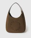 Stella Mccartney Logo Suede Large Hobo Bag In Brown