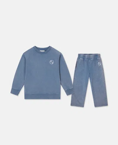 Stella Mccartney Logo Sweatshirt And Sweatpant Set In Blue