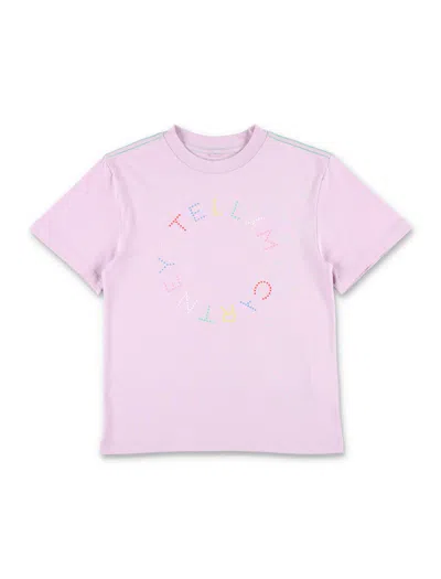 Stella Mccartney Kids' Logo Print Cotton T-shirt In Lilac