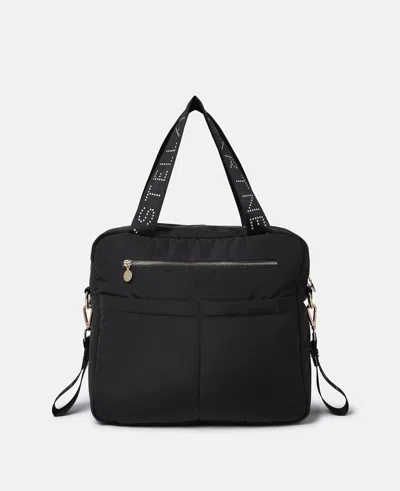 Stella Mccartney Logo Tape Tote Changing Bag In Black