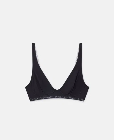 Stella Mccartney Logo Tape Underwired Triangle Bra In Black