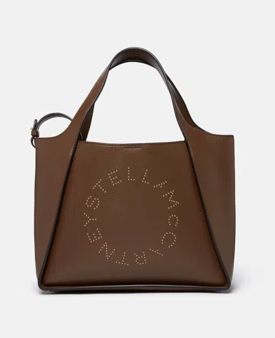 Stella Mccartney Logo Top Handle Crossbody Bag In Chocolate Brown