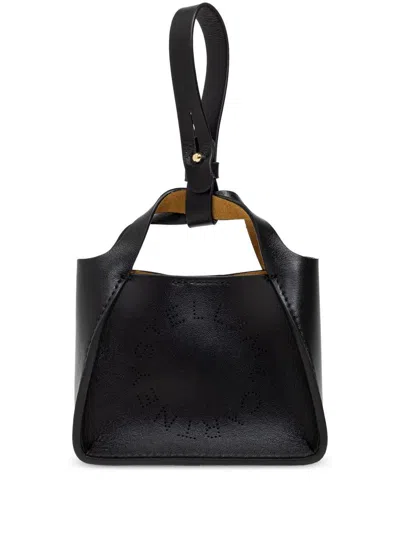 Stella Mccartney Logo Tote Airpods Case Keyring In Black