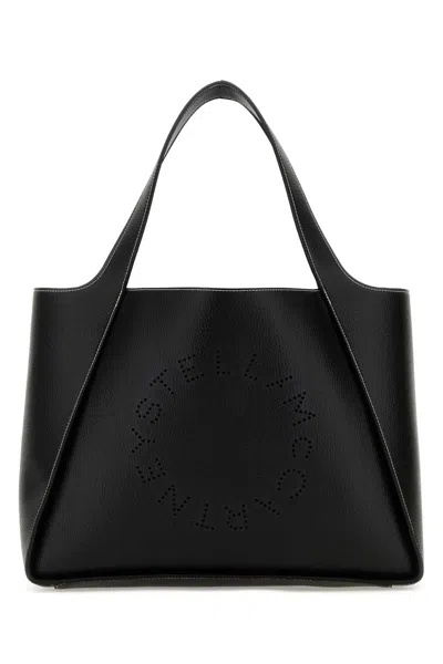 Stella Mccartney Logo Tote Bag Embossed Grainy Alter Mat In Black