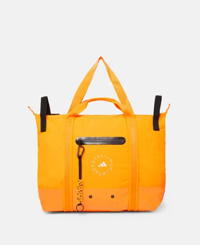 Stella Mccartney Logo Tote Bag In Signal Orange/white/black