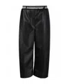 Stella Mccartney Logo-waistband Faux-leather Culottes In Black