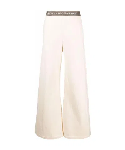 Stella Mccartney Logo-waistband Flared Trousers In White