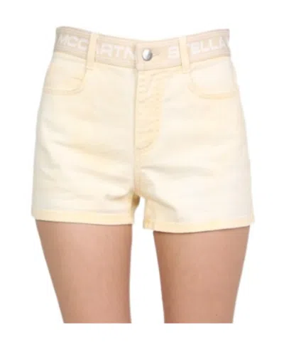 Stella Mccartney Logo-waistband Mini Shorts In Yellow