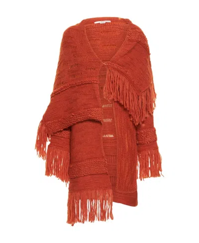 Stella Mccartney Logo Wool Coat In Brown