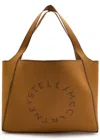 Stella Mccartney Logo Woven Tote Bag In Brown