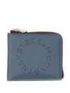 Stella Mccartney Logo Zip Wallet In Blue