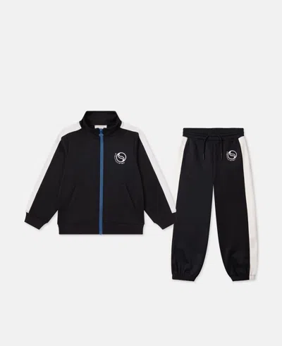 Stella Mccartney Babies' Logo Zipper Sweatshirt And Sweatpant Set In Black